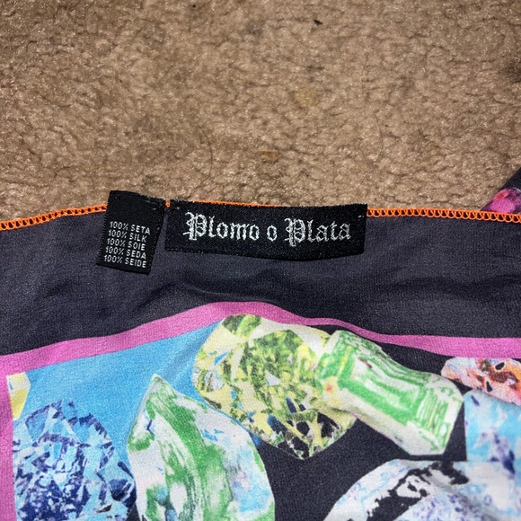 Plomo o plata vintage jewel print size shawl scarf 4 x 4 ft - Picture 2 of 2